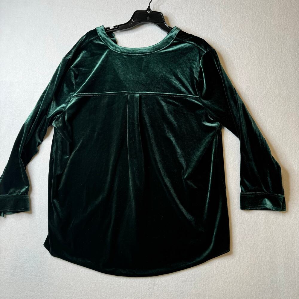 Lauren Ralph Lauren Women’s Size 2x Velour V-Neck Pull Over Shirt Emerald Green - Picture 2 of 10